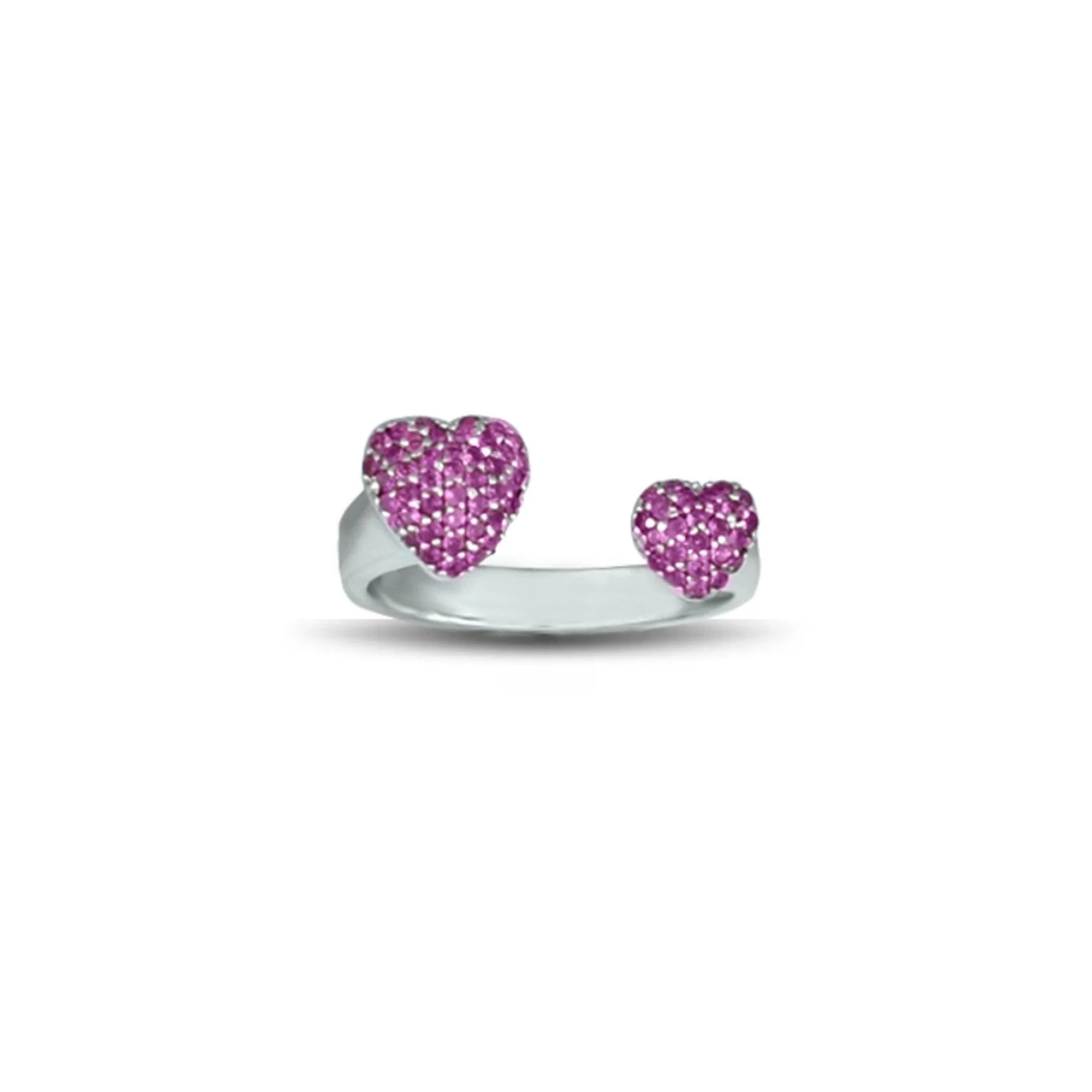 Created Ruby Heart Ring in Sterling Silver