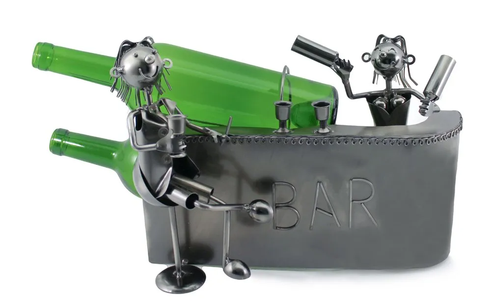 (D) Wine Bottle Holder, Couple at The Bar, Bar Counter Decoration