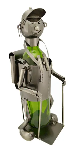 (D) Wine Bottle Holder, Hiker with Cap, Bar Counter Decoration