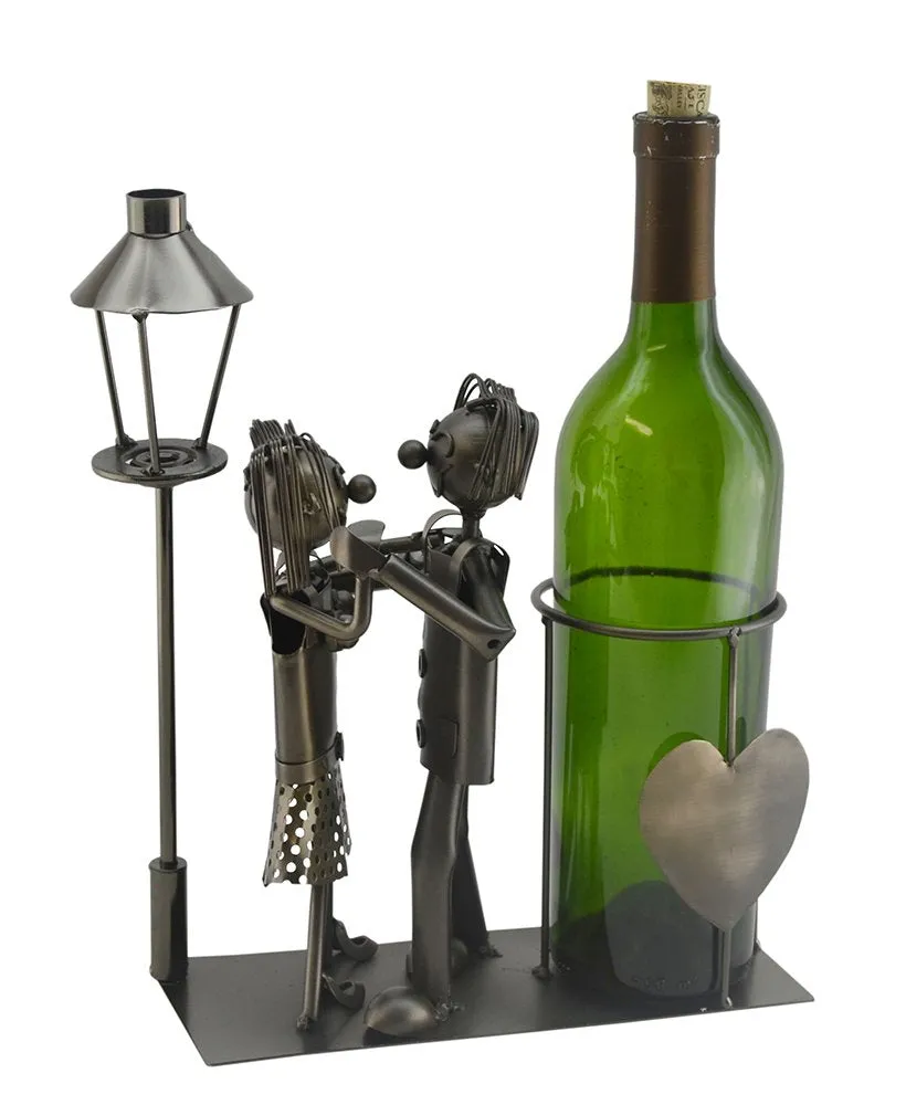 (D) Wine Bottle Holder, Lovers by Light Post, Valentine's Gift