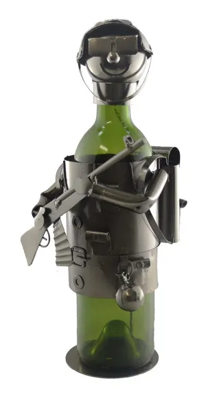 (D) Wine Bottle Holder, Soldier, Military Decoration for Bar Counter
