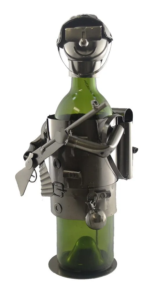 (D) Wine Bottle Holder, Soldier, Military Decoration for Bar Counter