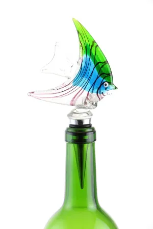 (D) Wine Bottle Stopper, Blue Angelfish, Marine Decor, Bar Counter Decoration