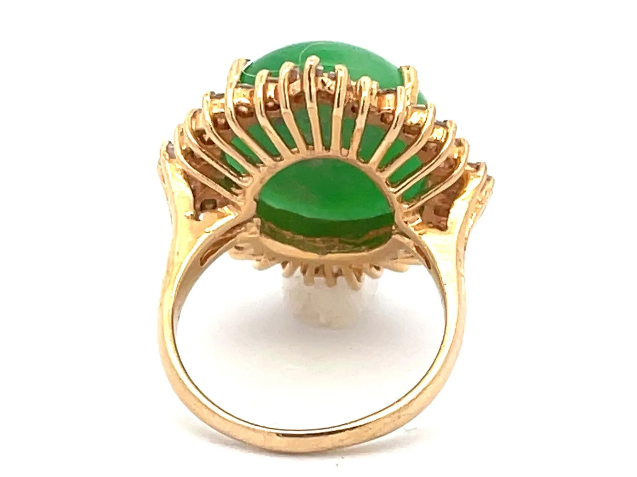 Diamond Halo Jade Ring in 18K Yellow Gold