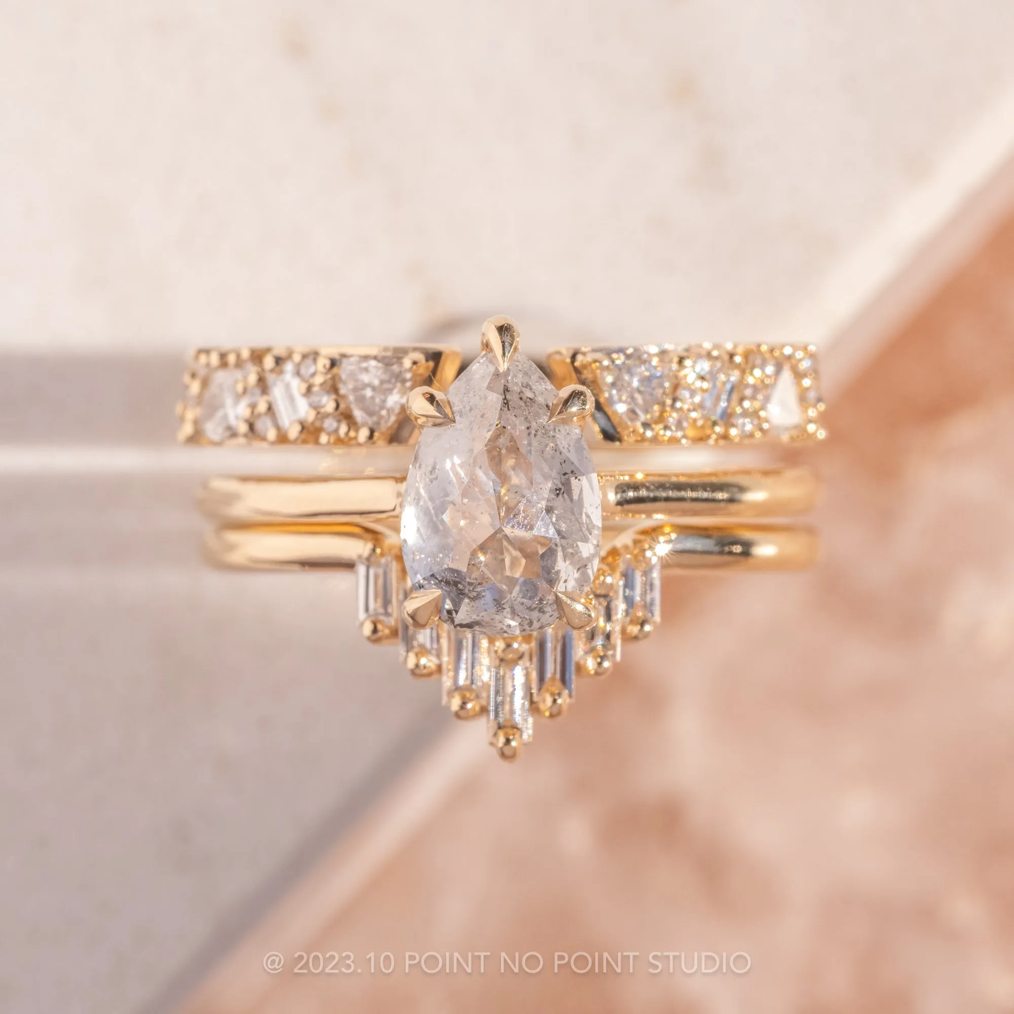 Diamond Wedding Cuff, Stardust Setting, 14K Yellow Gold