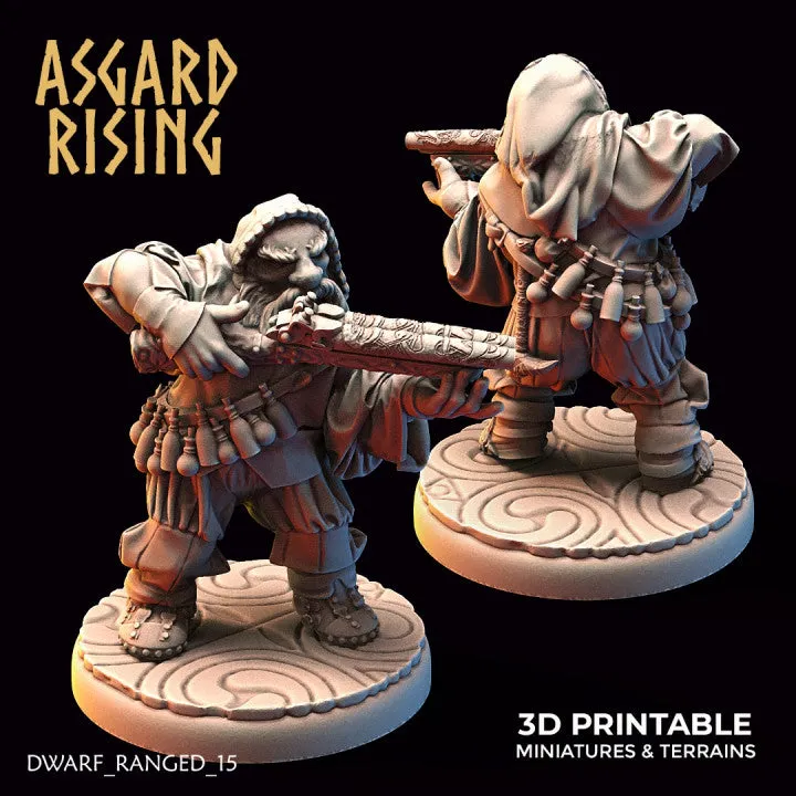 Dwarf Ranged: Dwarves in Hooded clothes with Firearms