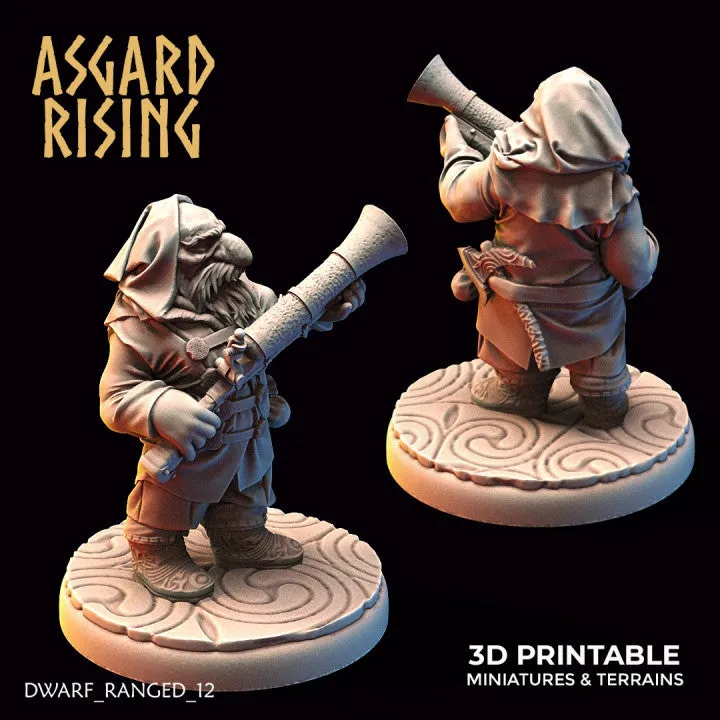 Dwarf Ranged: Dwarves in Hooded clothes with Firearms