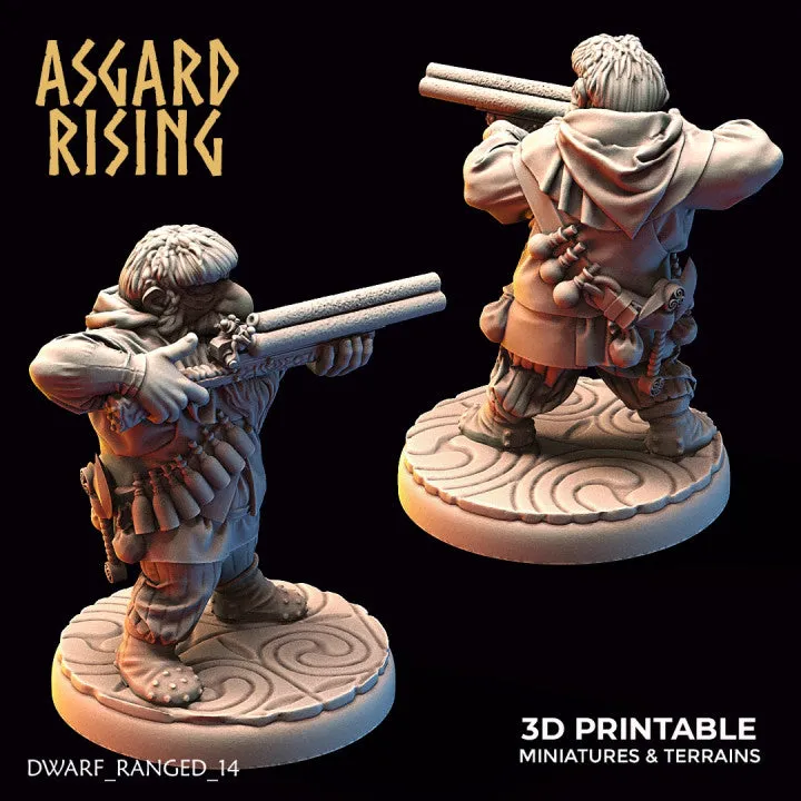 Dwarf Ranged: Dwarves in Hooded clothes with Firearms