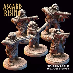 Dwarf Ranged: Dwarves in Hooded clothes with Firearms