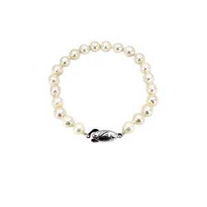 Engraved Baroque Vintage Japanese Saltwater Akoya Cultured Pearl Bracelet- Sterling Silver