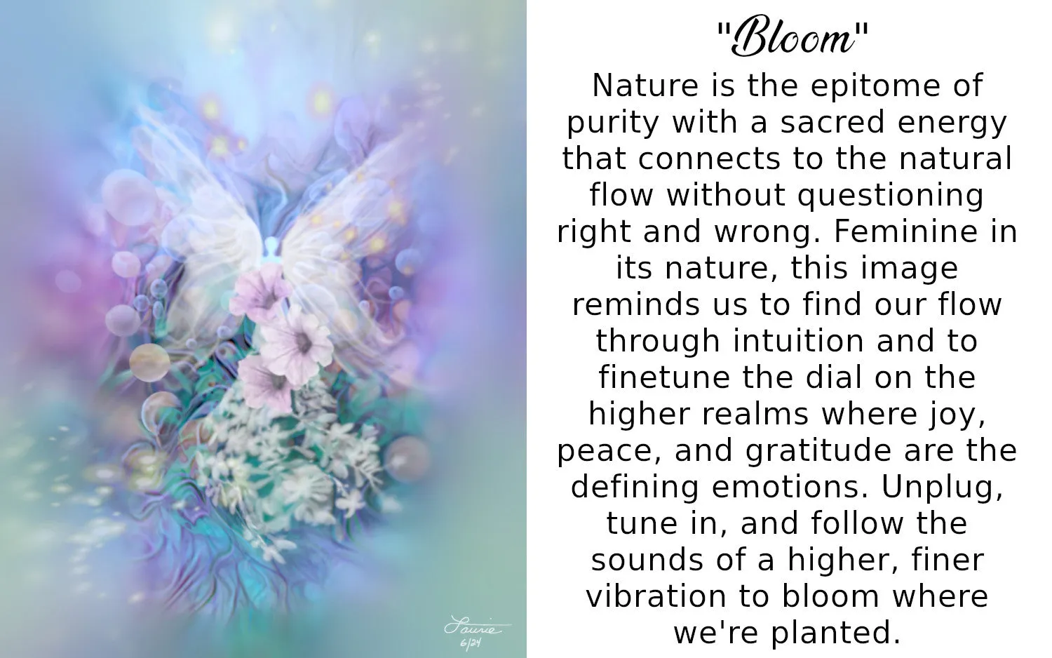 Fairy and Flowers Art Print in Soft Pastel Colors, Ethereal Wall Decor - "Bloom"