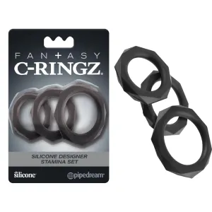 Fantasy C-Ringz Silicone Designer Stamina Cock Ring Set - Black