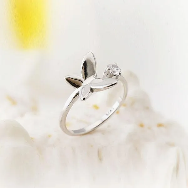 Fashion Lady Rings Adorable Rhodium Plated "Butterfly" adjustable Rings