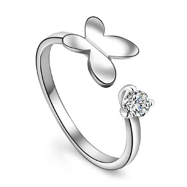 Fashion Lady Rings Adorable Rhodium Plated "Butterfly" adjustable Rings