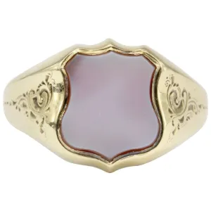 French Belle Epoque 3rd Republic Banded Agate Signet Ring Size 11