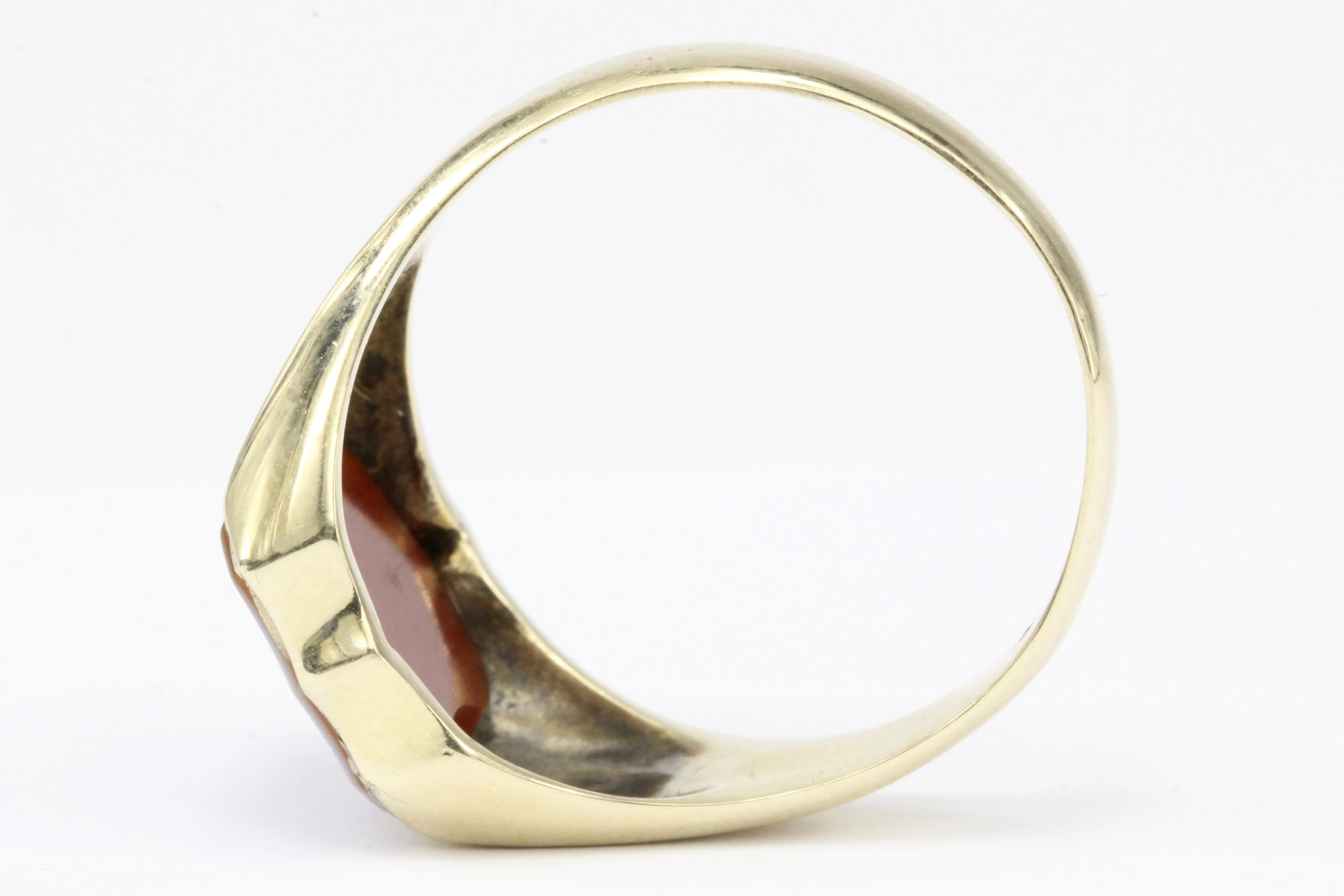 French Belle Epoque 3rd Republic Banded Agate Signet Ring Size 11
