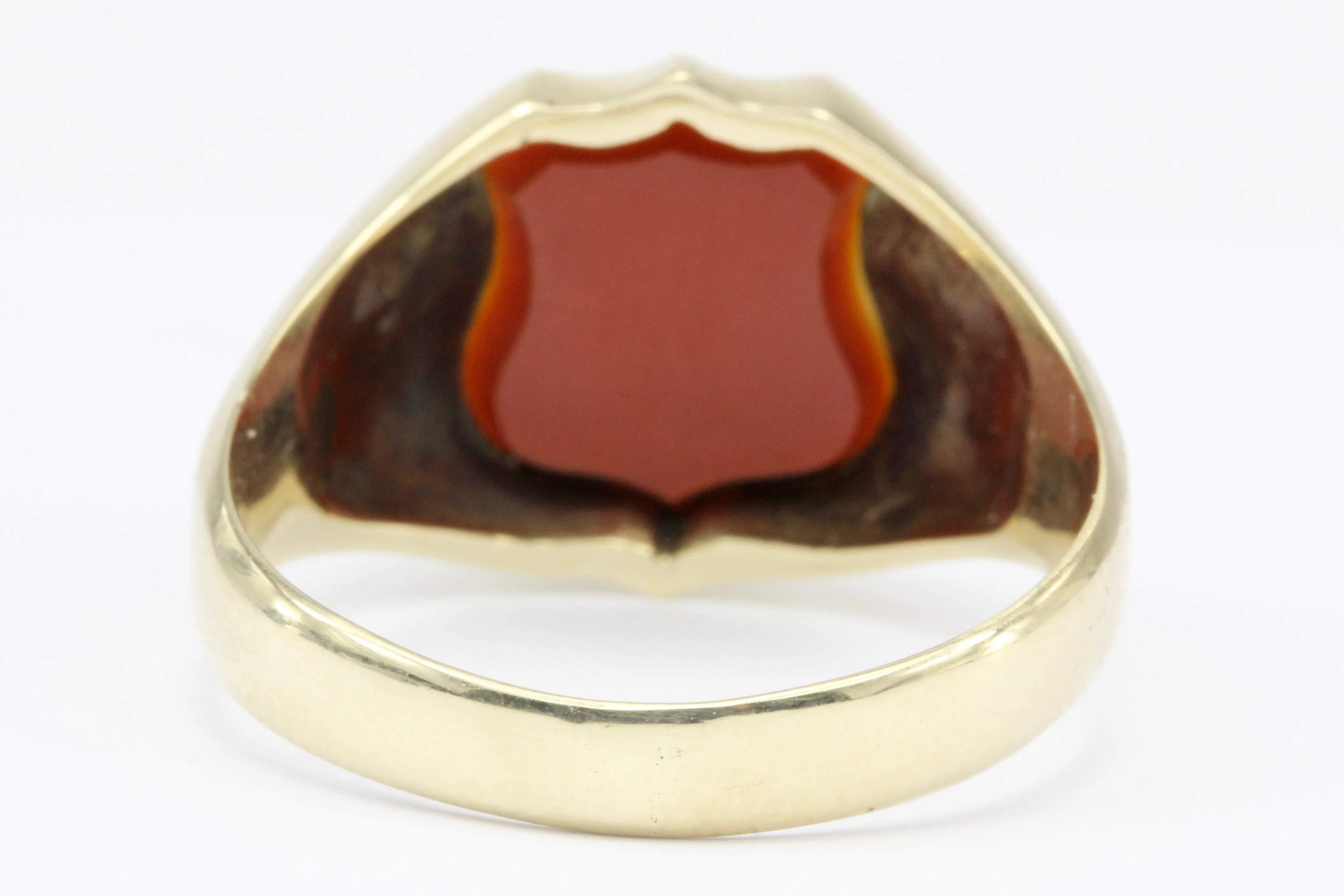 French Belle Epoque 3rd Republic Banded Agate Signet Ring Size 11