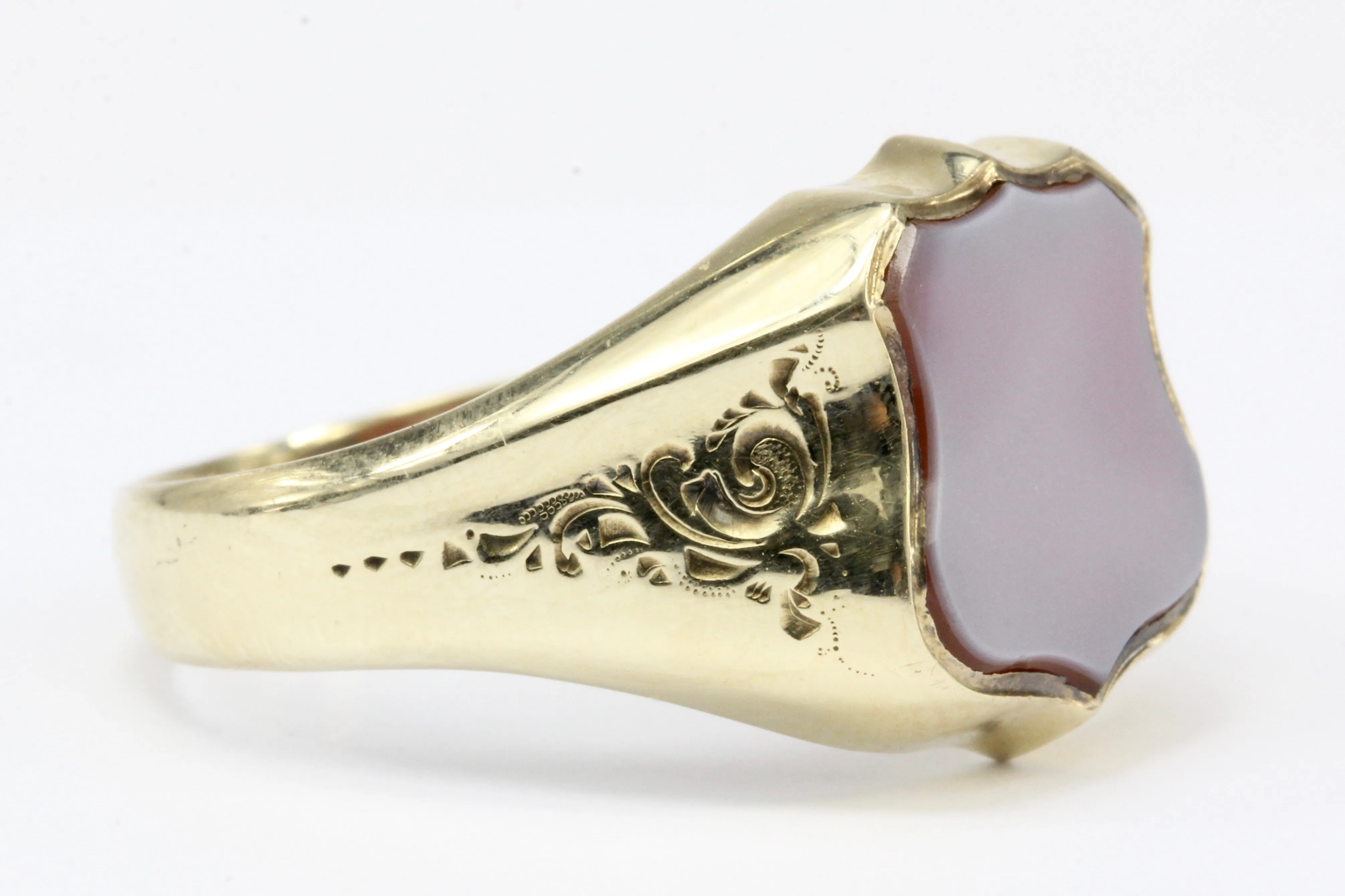 French Belle Epoque 3rd Republic Banded Agate Signet Ring Size 11
