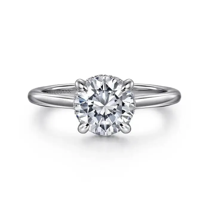 Gabriel 14K White Gold Round Halo Diamond Engagement Ring ER16340R6W44JJ