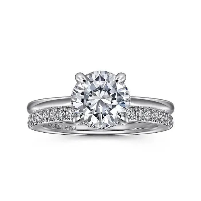 Gabriel 14K White Gold Round Halo Diamond Engagement Ring ER16340R6W44JJ