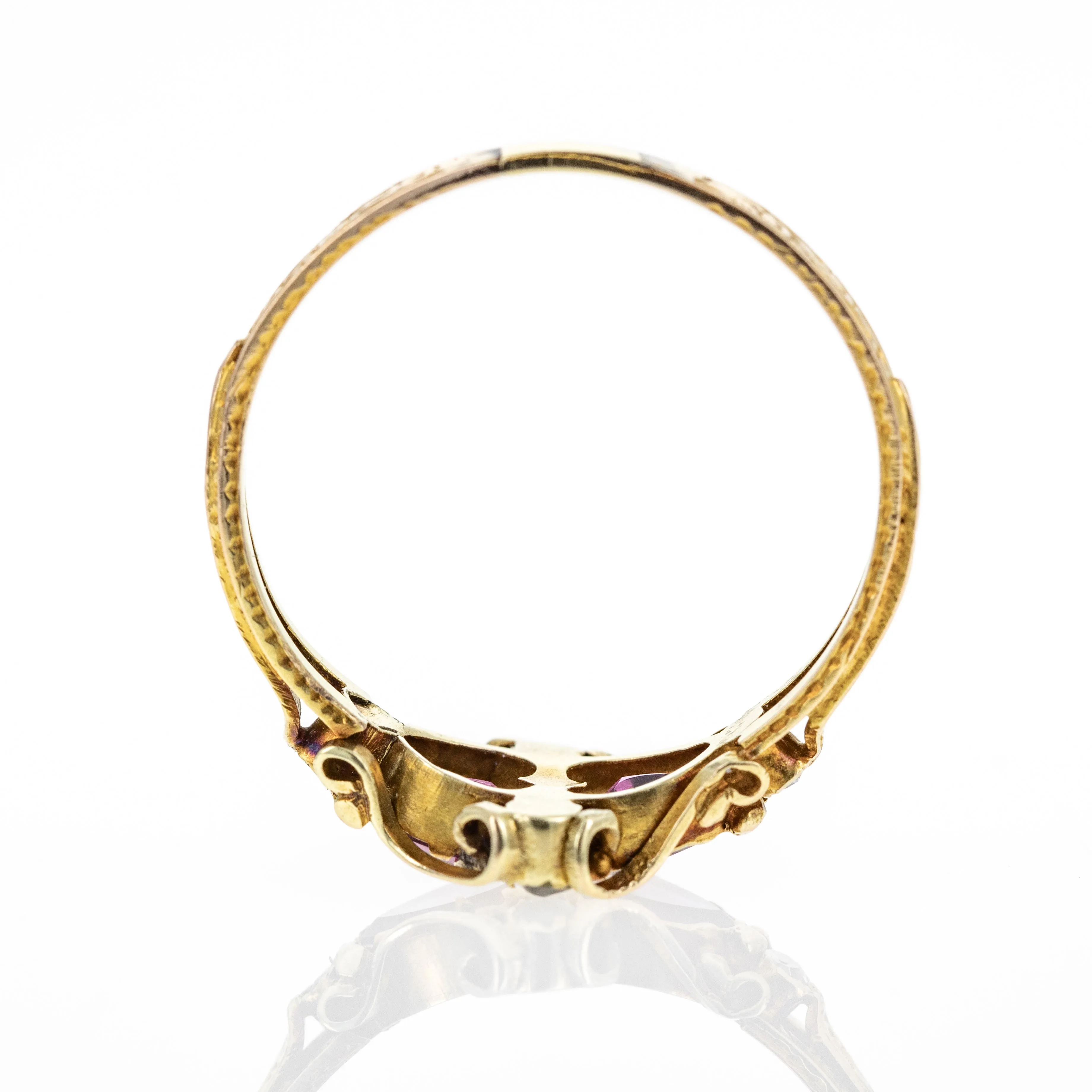 Georgian 14K Yellow Gold 0.80 Carat Rhodolite Garnet Heart Ring