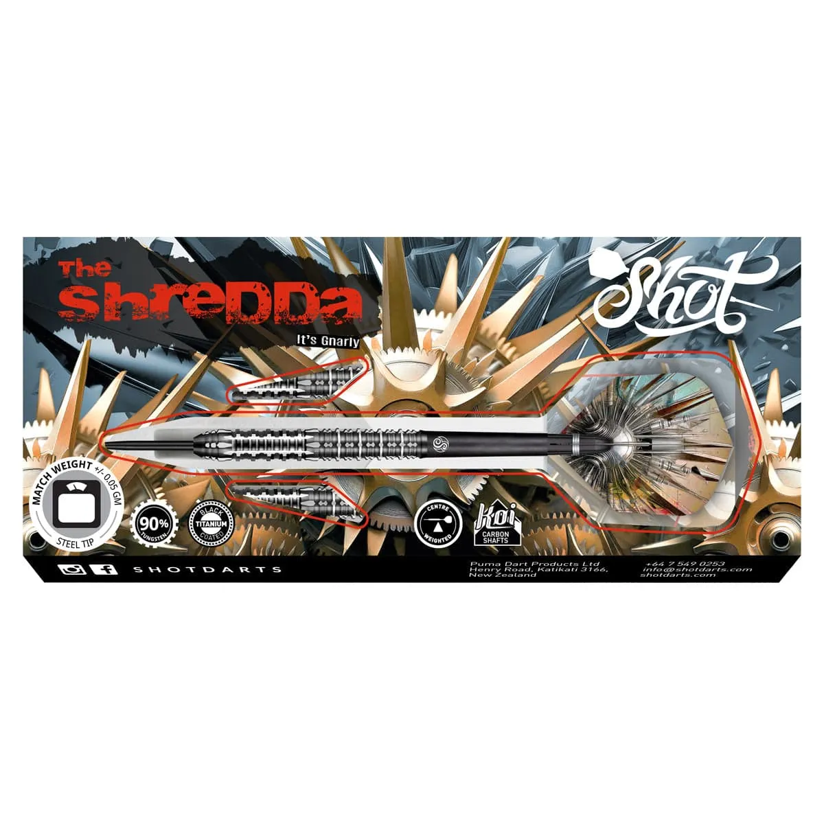 Gnarly Shredda Steel Tip Dart Set-90% Tungsten Barrels
