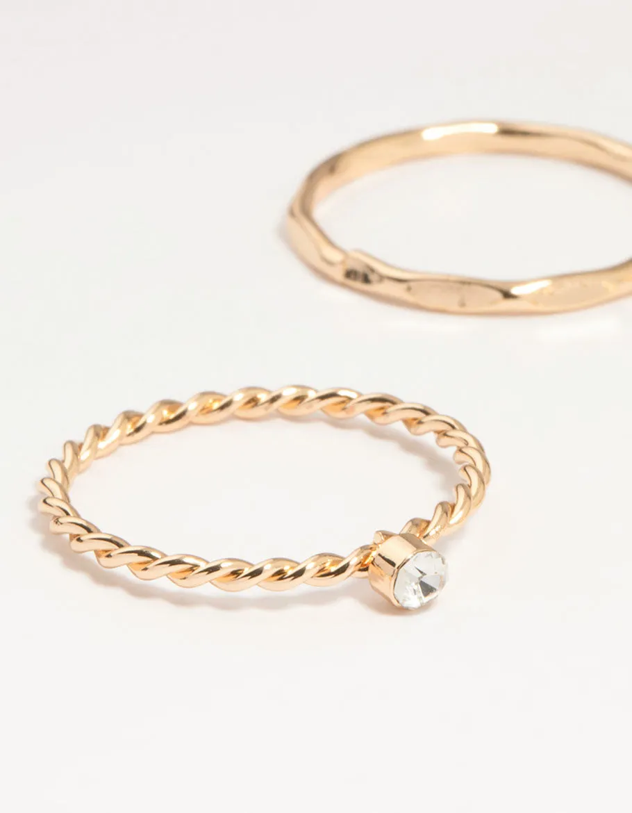 Gold Butterfly & Bow Rings 8-Pack