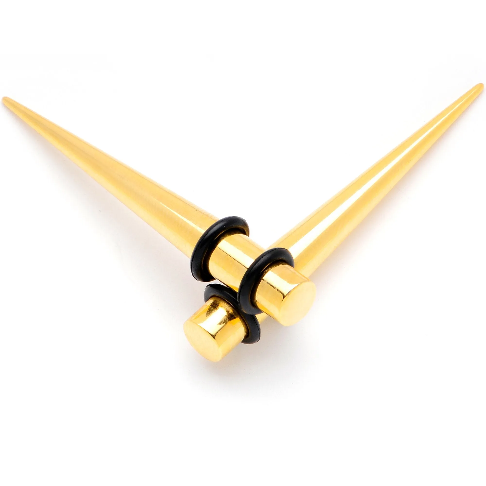 Gold Tone Anodized Straight Taper Set Available in Sizes  12 Gauge to 00 Gauge