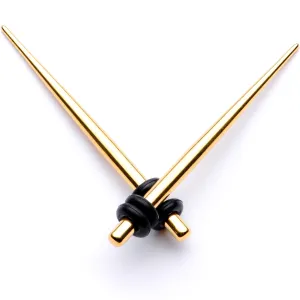 Gold Tone Anodized Straight Taper Set Available in Sizes  12 Gauge to 00 Gauge