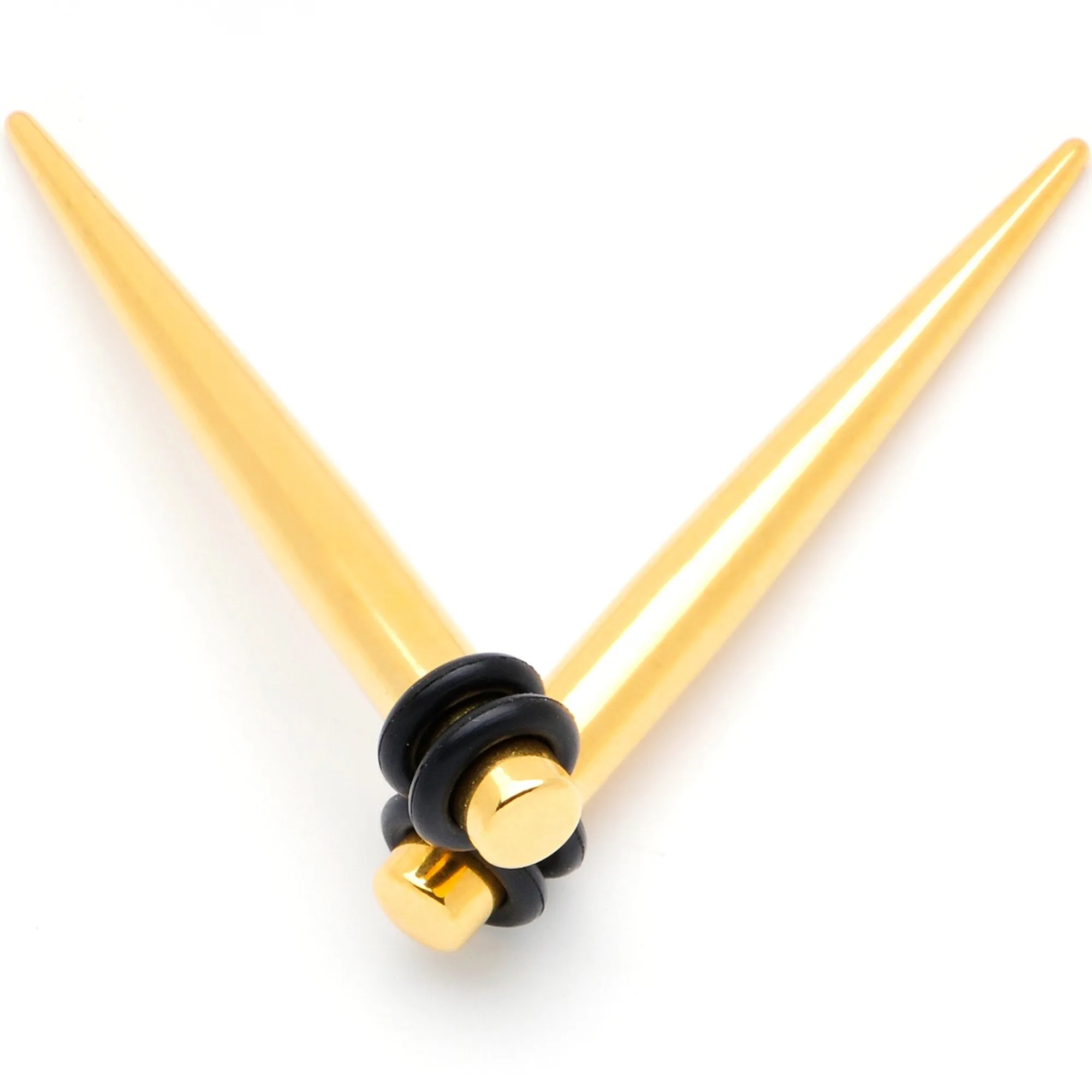Gold Tone Anodized Straight Taper Set Available in Sizes  12 Gauge to 00 Gauge