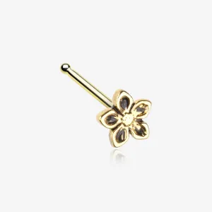Golden Antique Violet Flower Nose Stud Ring