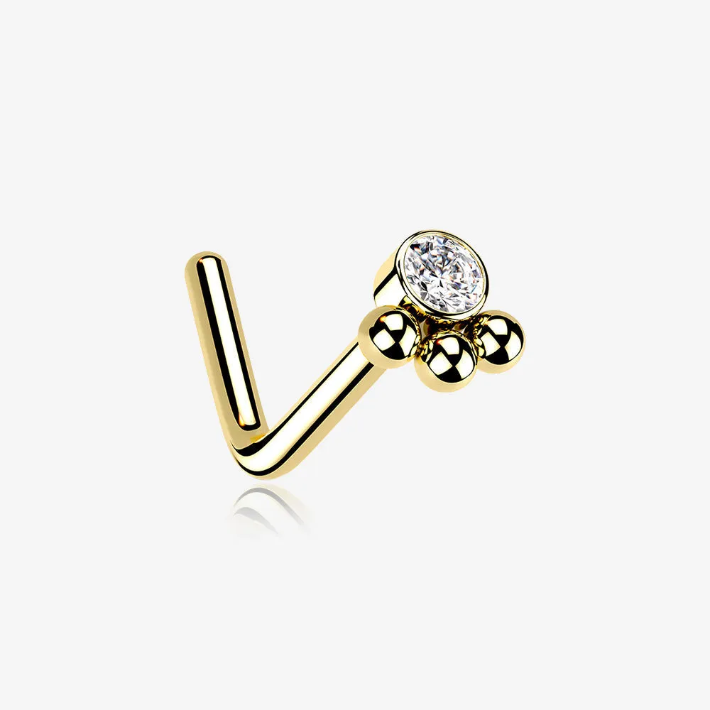 Golden Bali Beads Sparkle Steel L-Shaped Nose Ring