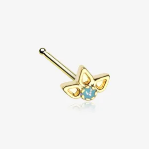 Golden Lotus Ornate Sparkle Nose Stud Ring