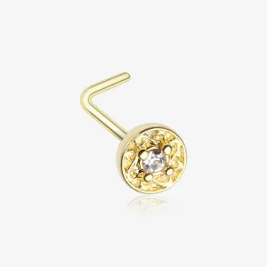 Golden Swirlesque Sparkle Gem L-Shaped Nose Ring