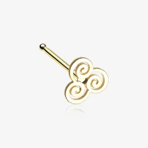 Golden Trinity Swirl Nose Stud Ring