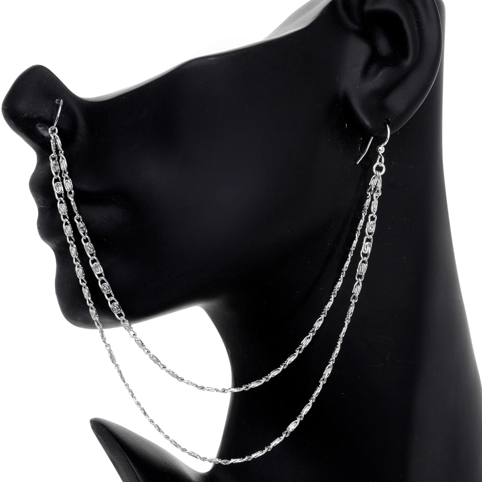 Handcrafted 18 Gauge Double Sweep Ear to Nose Chain