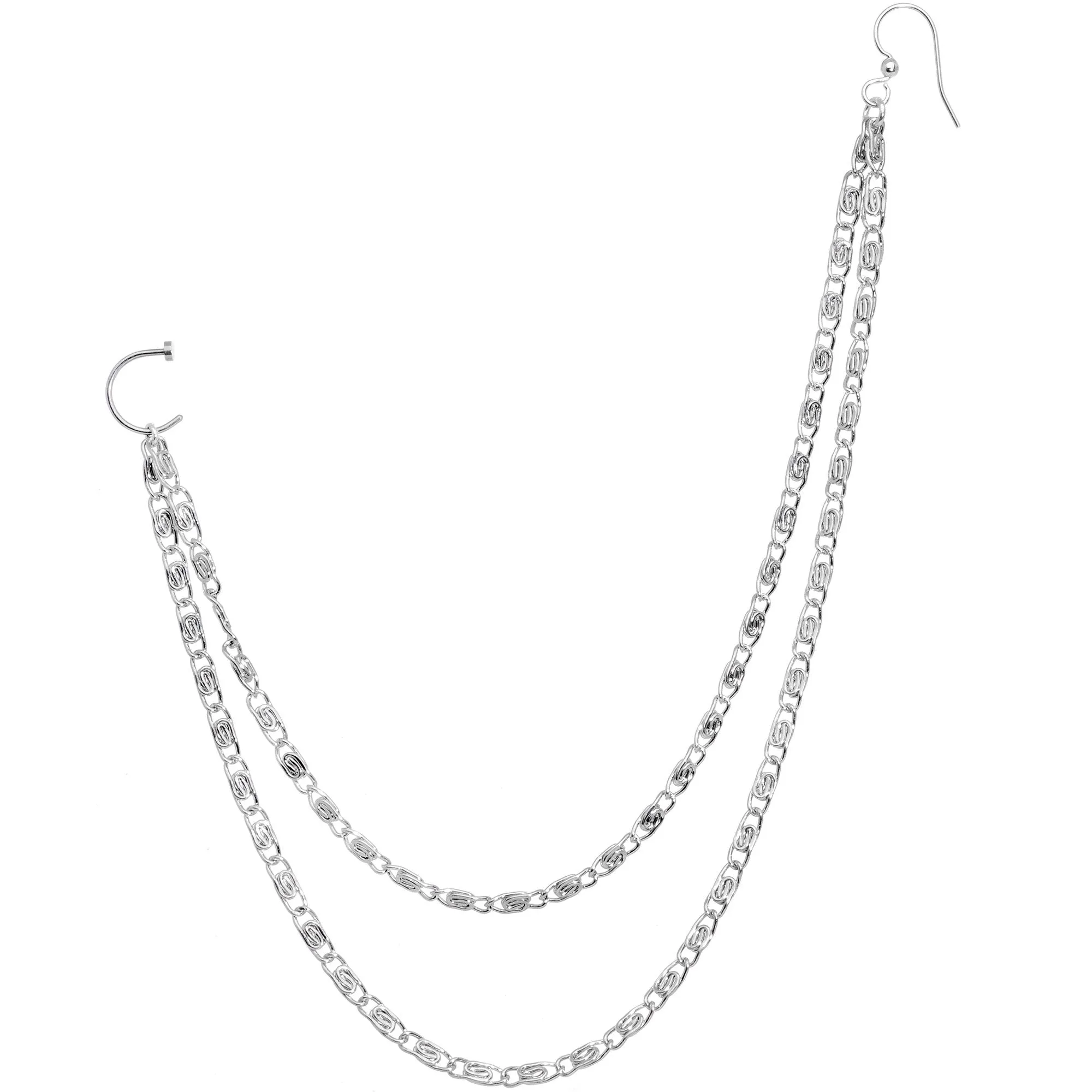 Handcrafted 18 Gauge Double Sweep Ear to Nose Chain