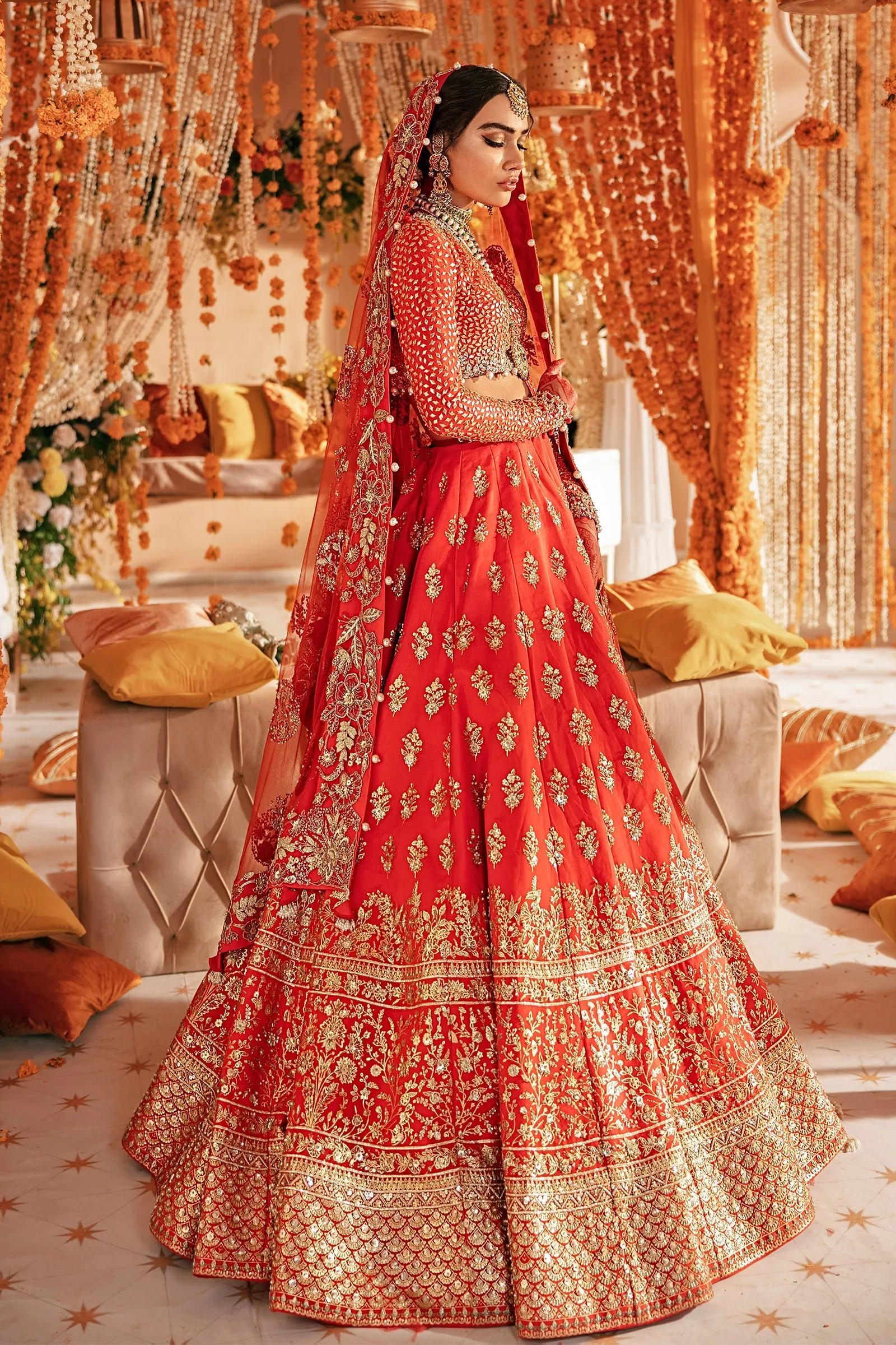 Indian Bridal Dress in Wedding Choli and Lehenga Style