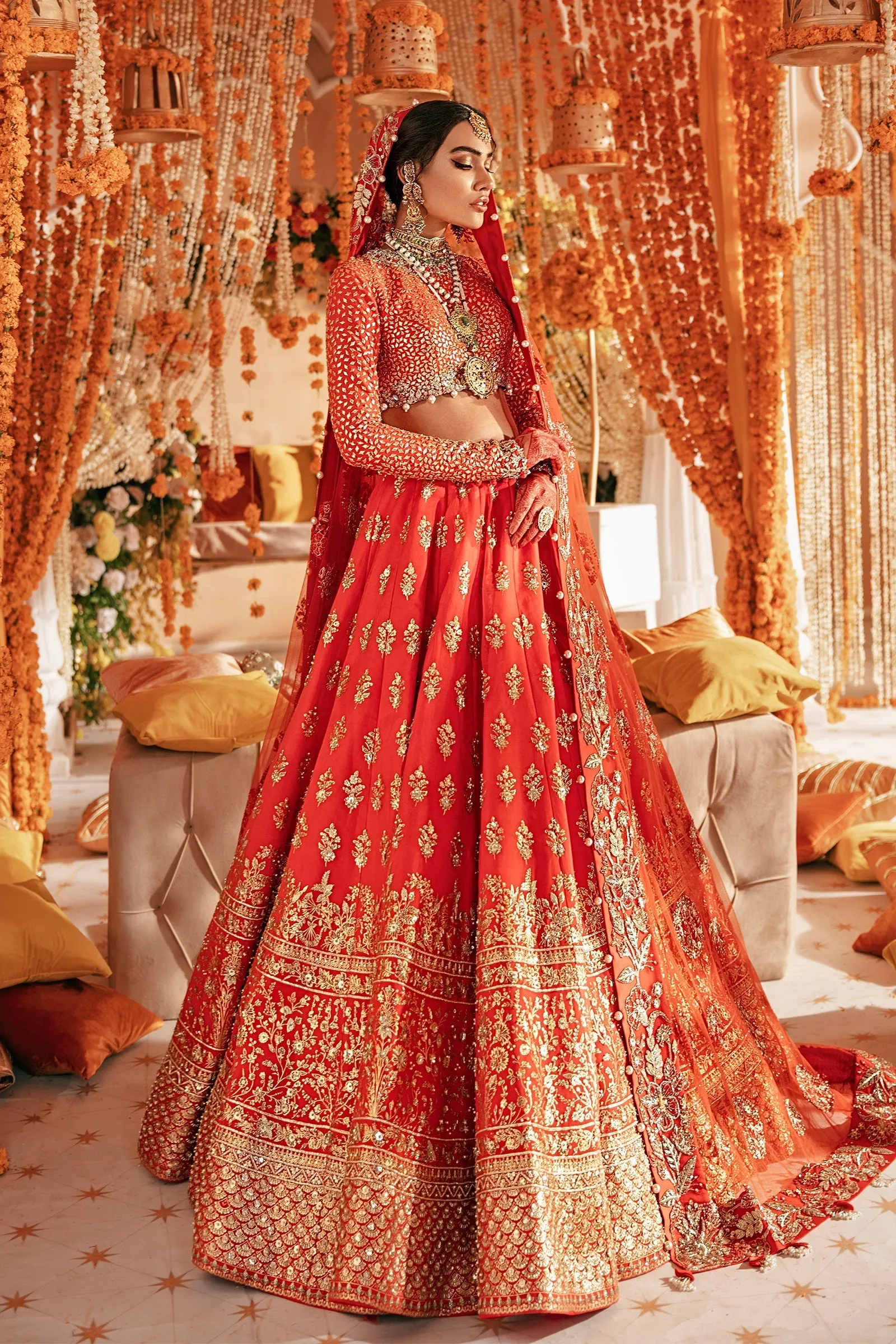 Indian Bridal Dress in Wedding Choli and Lehenga Style