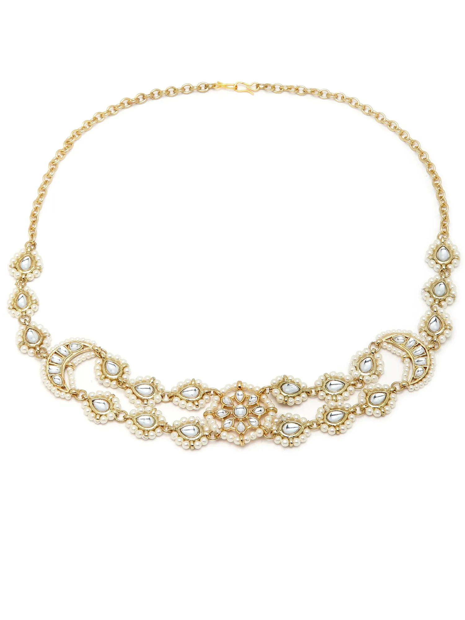 Karatcart Gold Plated Drop Kundan Studded Handcrafted Hairband for Women
