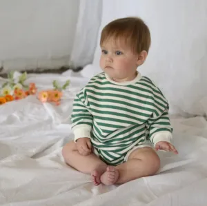 Lennyco - Long-sleeve Striped Romper | Green