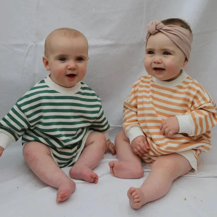Lennyco - Long-sleeve Striped Romper | Green