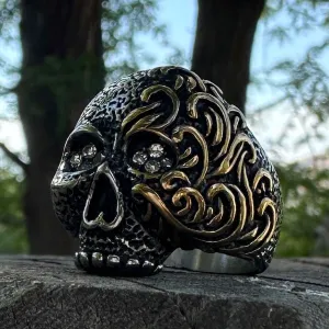 LIMITED EDITION - Two-Tone ”Rock 'N Roll Fantasy" Solid Back Steel Ring (#proto064)