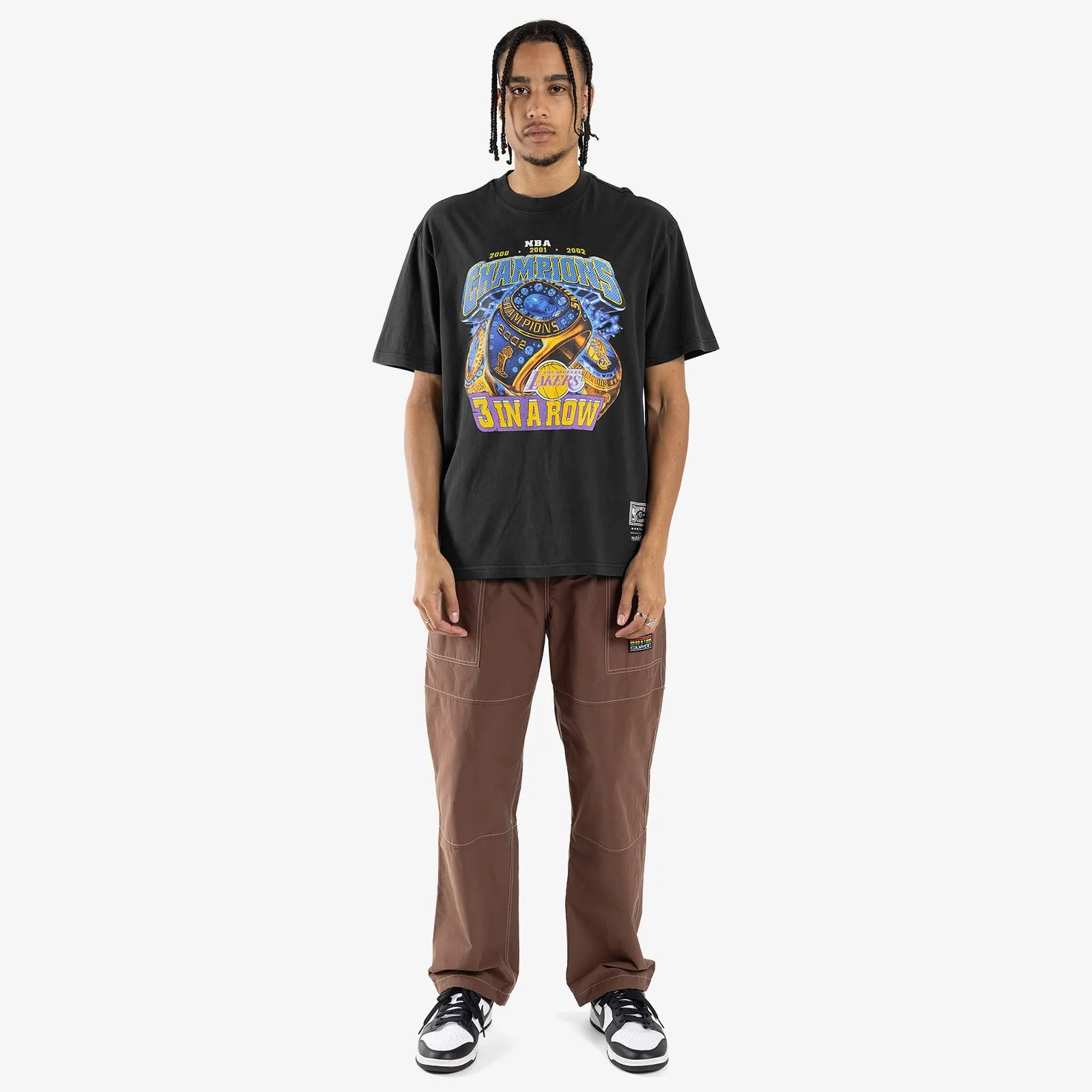 Los Angeles Lakers 3 In A Row Rings Tee - Faded Black
