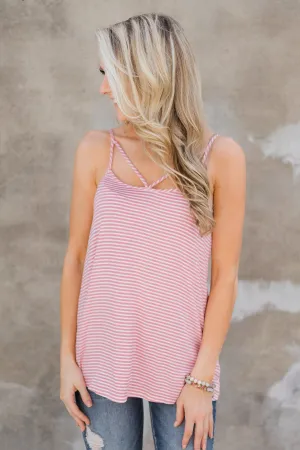 Lost In Love Striped Tank Top - Pink