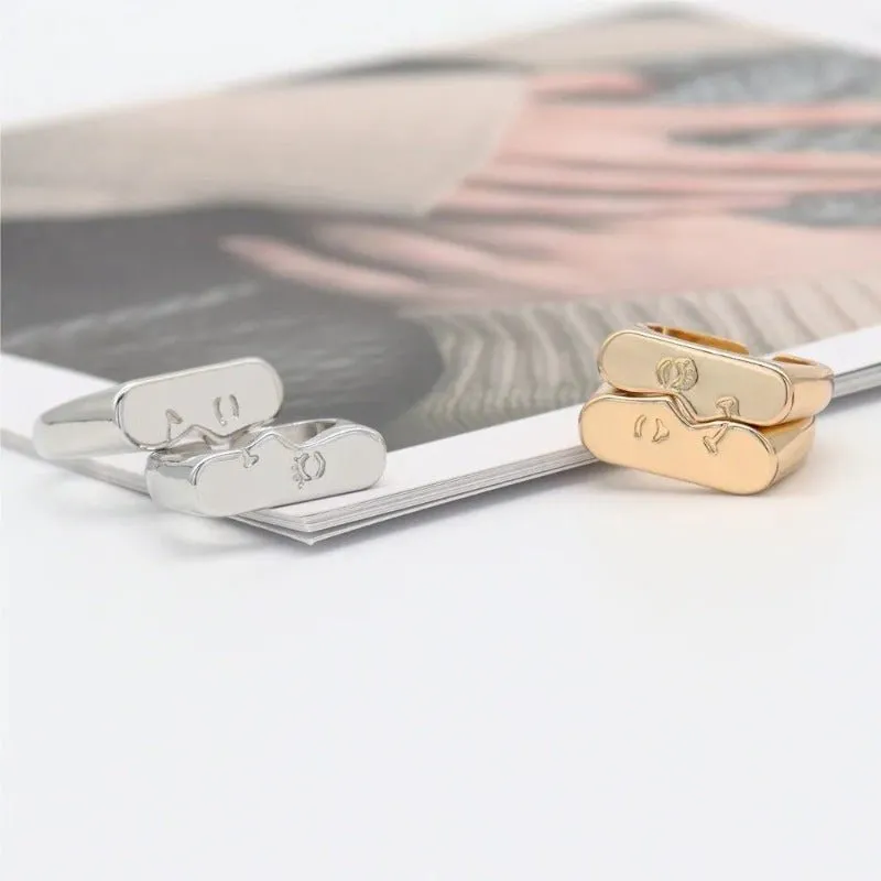 Lovers Kiss Pair Ring Set Half Face For Women Couple Jewelry