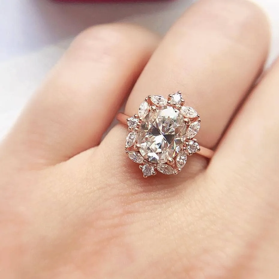 Luxury 2CT Diamond 14K White Gold Ring