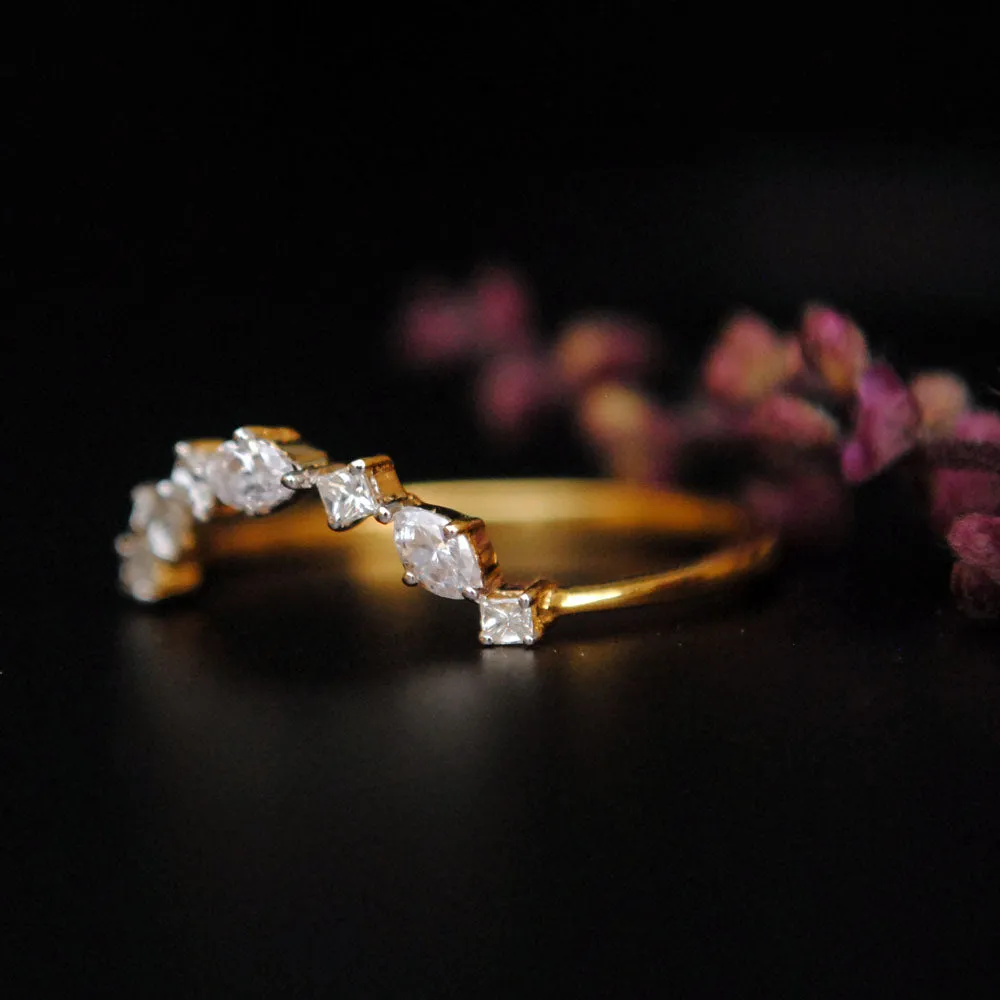 Marquise Princess Diamond Curved Wedding Band