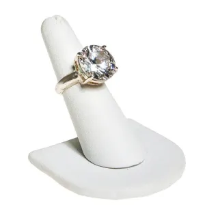 Massive CZ Solitaire Cocktail Statement Ring set in Silver Tone