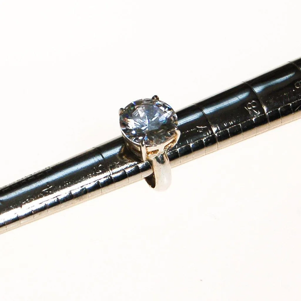 Massive CZ Solitaire Cocktail Statement Ring set in Silver Tone